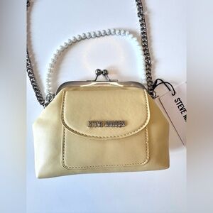Steve Madden Pastel Yellow Bzain Butter Crossbody Bag with Pearl Handle